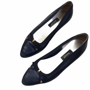 BALLY Navy Blue Leather Flats Classic